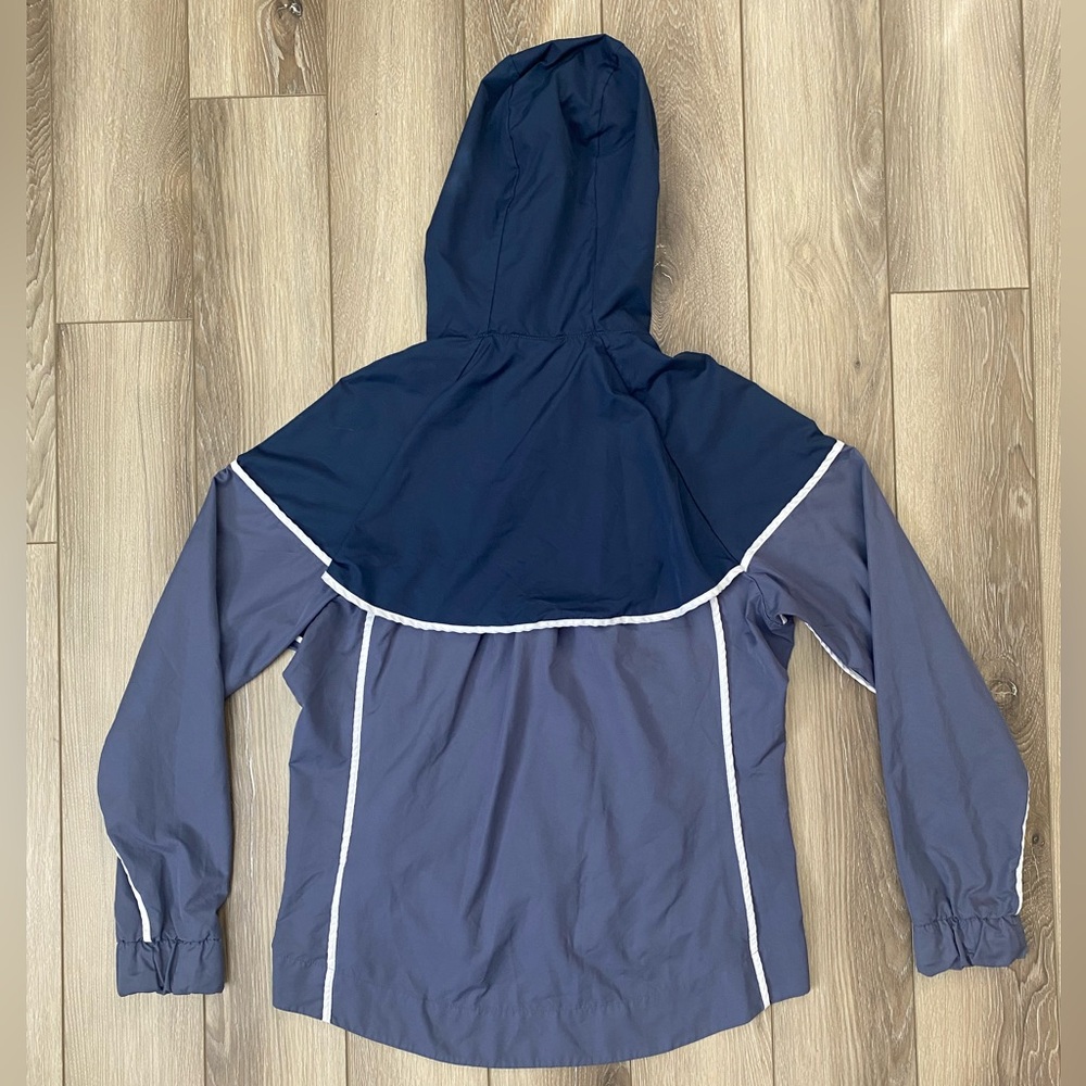 Nike Navy Blue Hooded Full Zip Windbreaker Jacket with White Accents Size Medium - Picture 2 of 7
